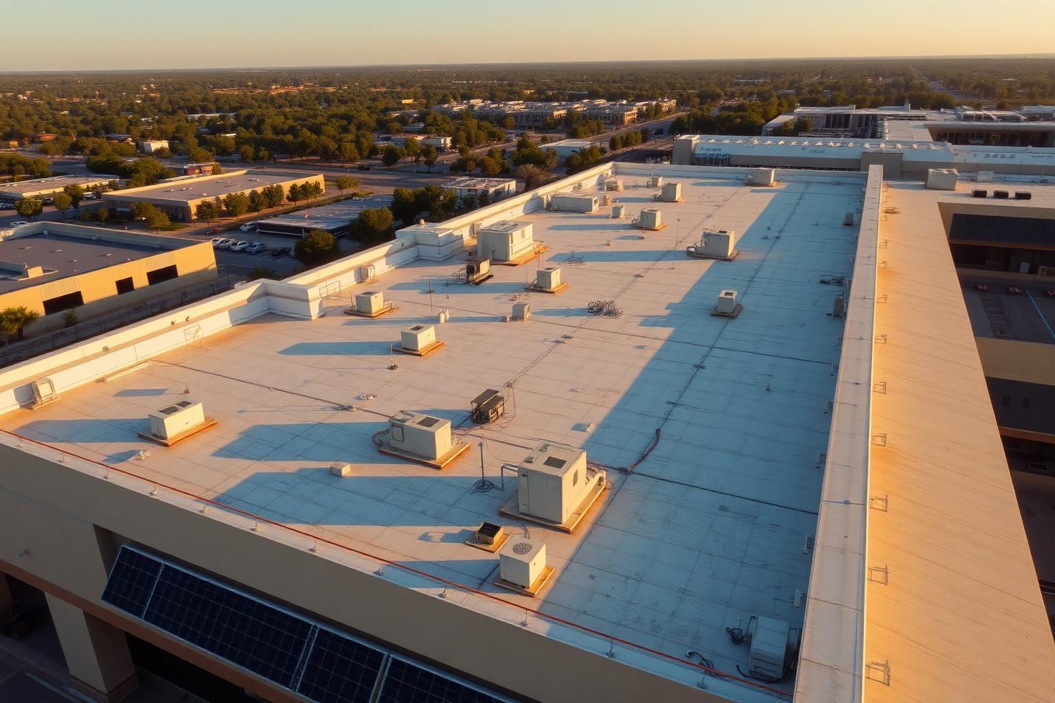 Aerial view of the Great Mall rooftop showing commercial HVAC units