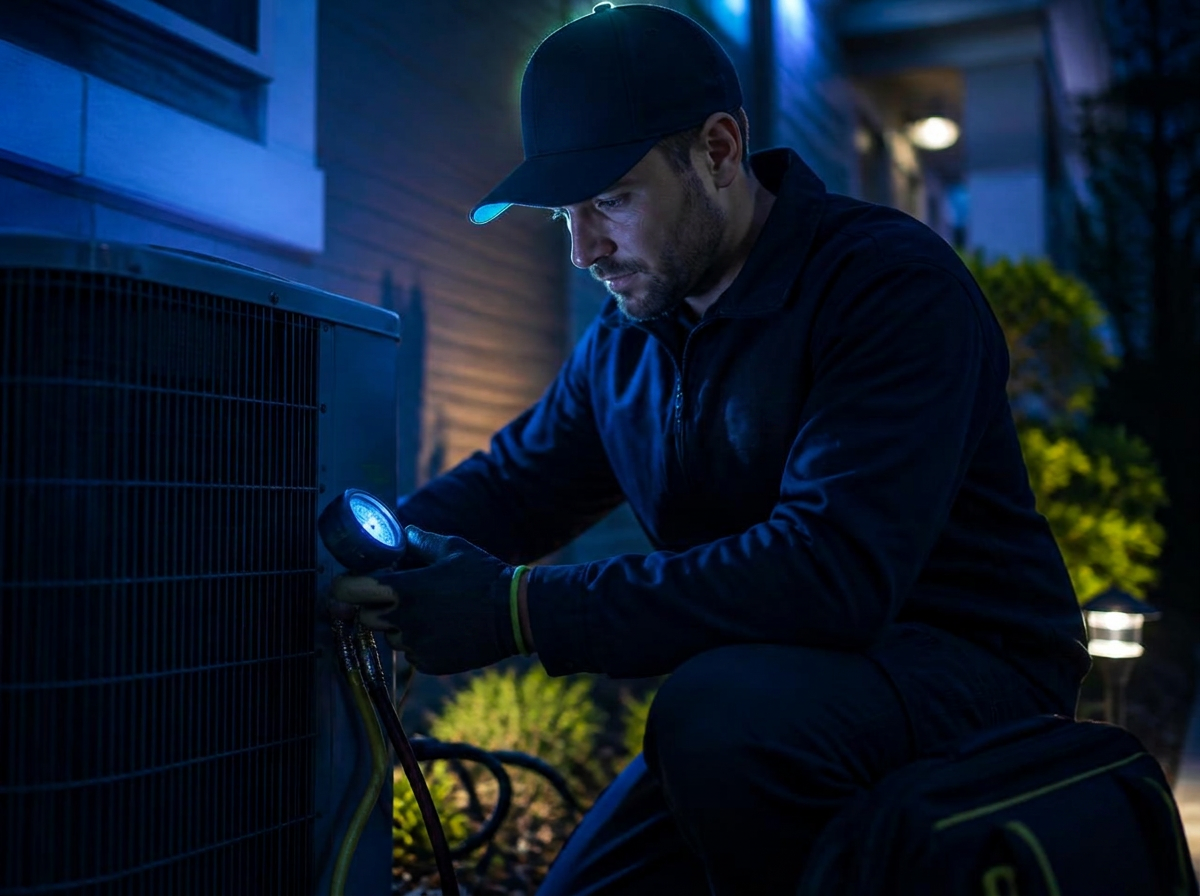 HVAC technician performing the application during a routine service call